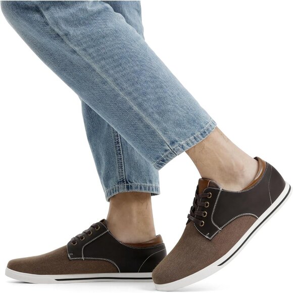 Bruno Marc Men Dark/Brown Sneakers Canvas Synthetic Comfortable Casual Shoes - Picture 3 of 8